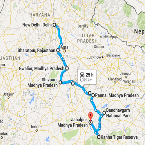 Route Planner for Kiplings India 1250 - CLICK HERE TO VIEW MAP