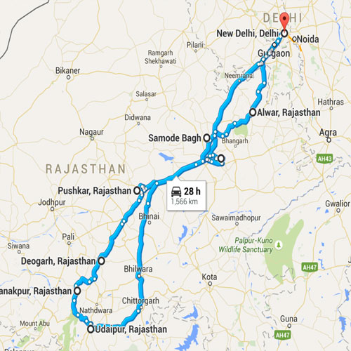 Route Planner - Udaipur 1300 - CLICK HERE TO VIEW MAP